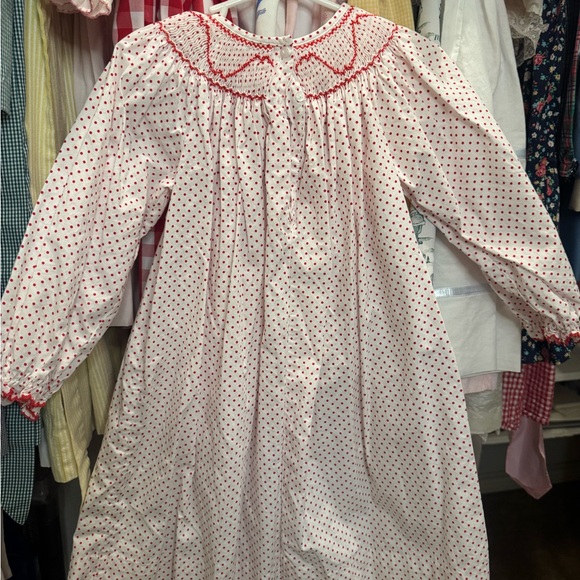 Smocked Valentines Day Polka Dot Dress - Picture 5 of 5